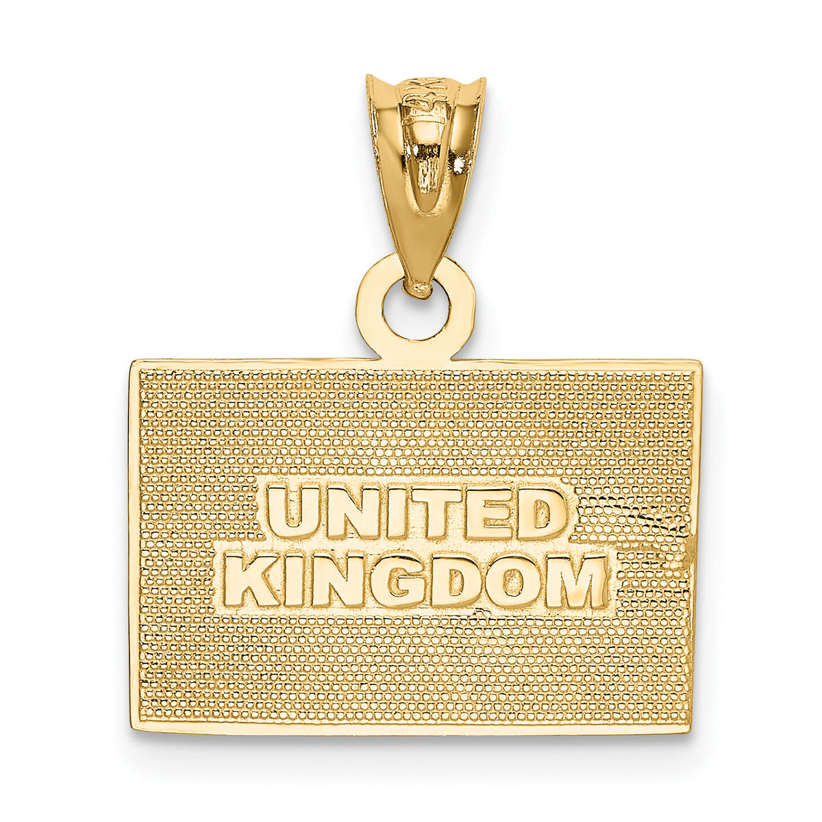 14K w/Rhodium Solid Enameled United Kingdom Flag Pendant-K870