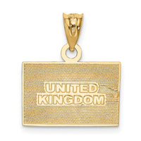 14K w/Rhodium Solid Enameled United Kingdom Flag Pendant-K870