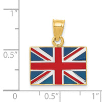 14K w/Rhodium Solid Enameled United Kingdom Flag Pendant-K870