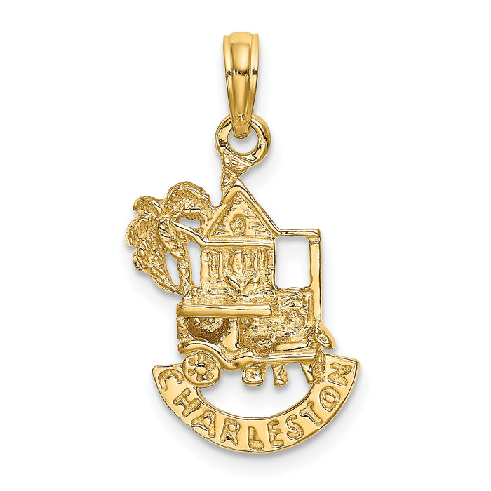 14K CHARLESTON SCENE w/ Horse, Cart, and House Charm-K8700