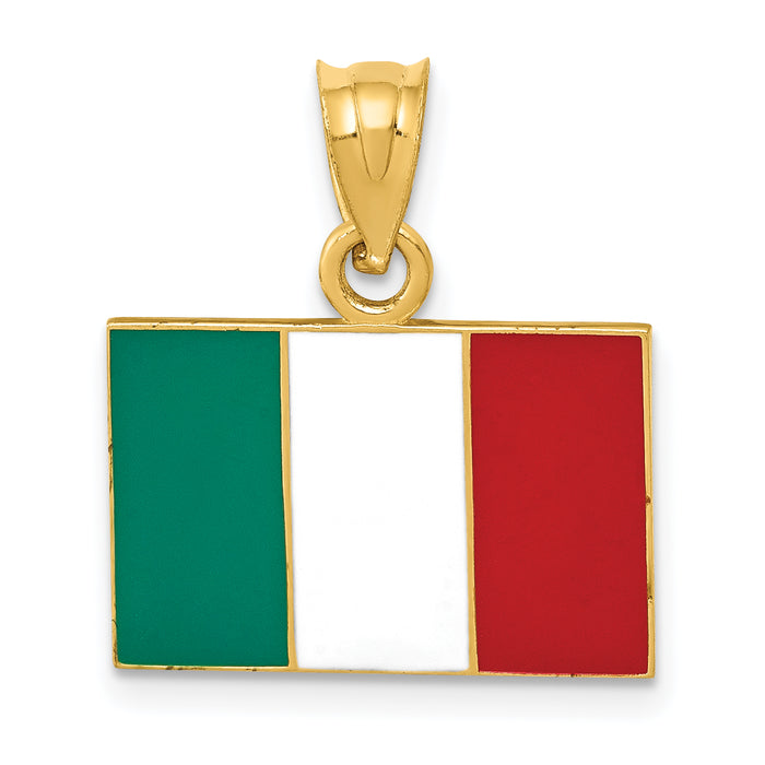 14k Solid Enameled Italy Flag Pendant-K872