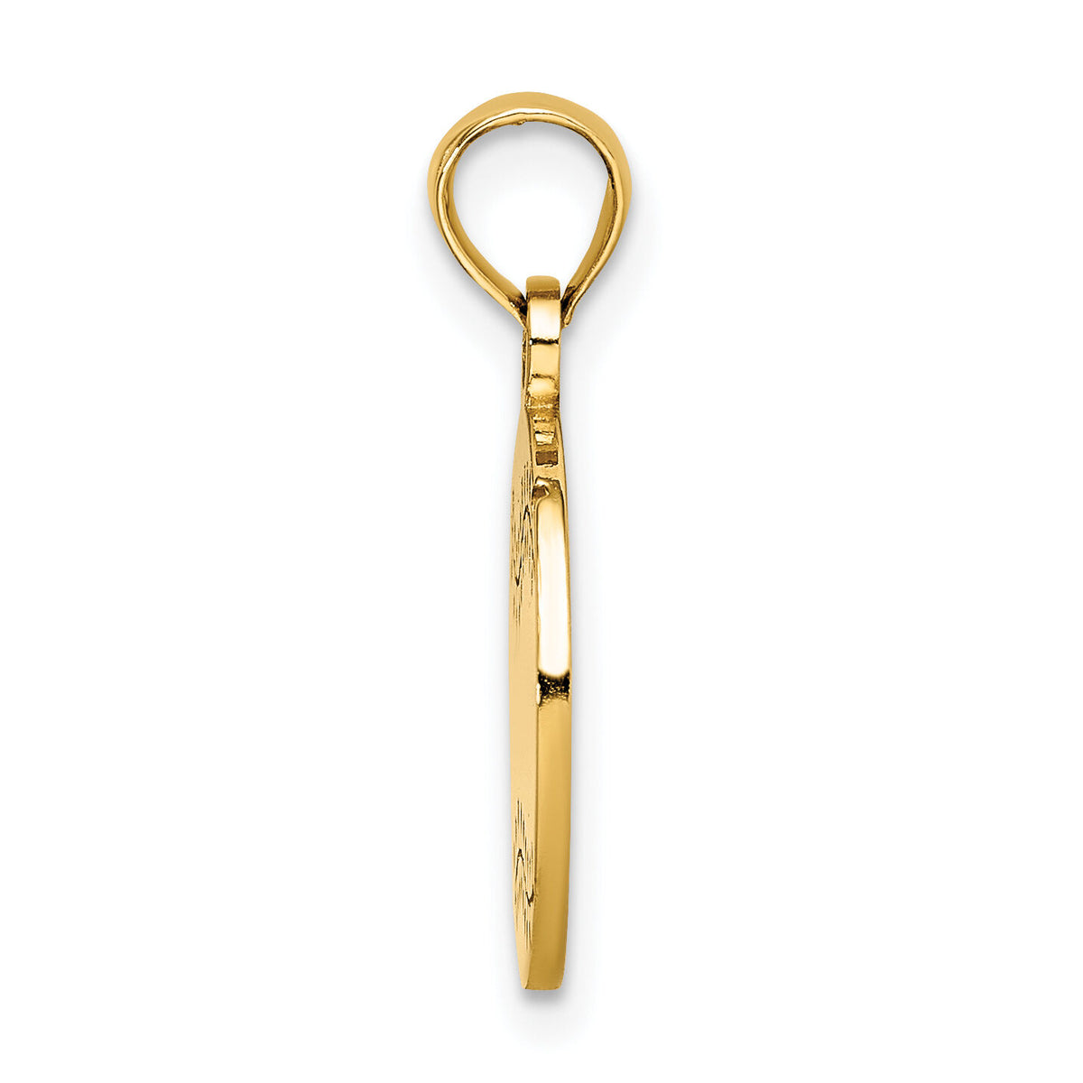 14K Polished and Textured Flat Baseball Charm-K8724