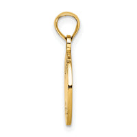 14K Polished and Textured Flat Baseball Charm-K8724