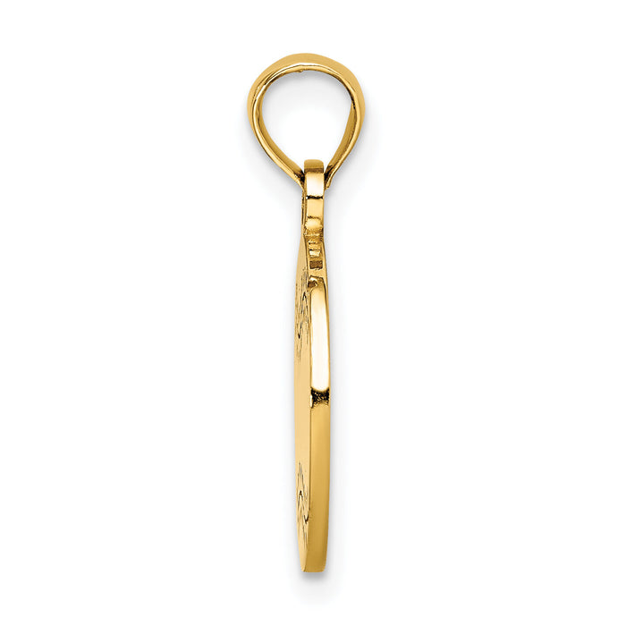 14K Polished and Textured Flat Baseball Charm-K8724