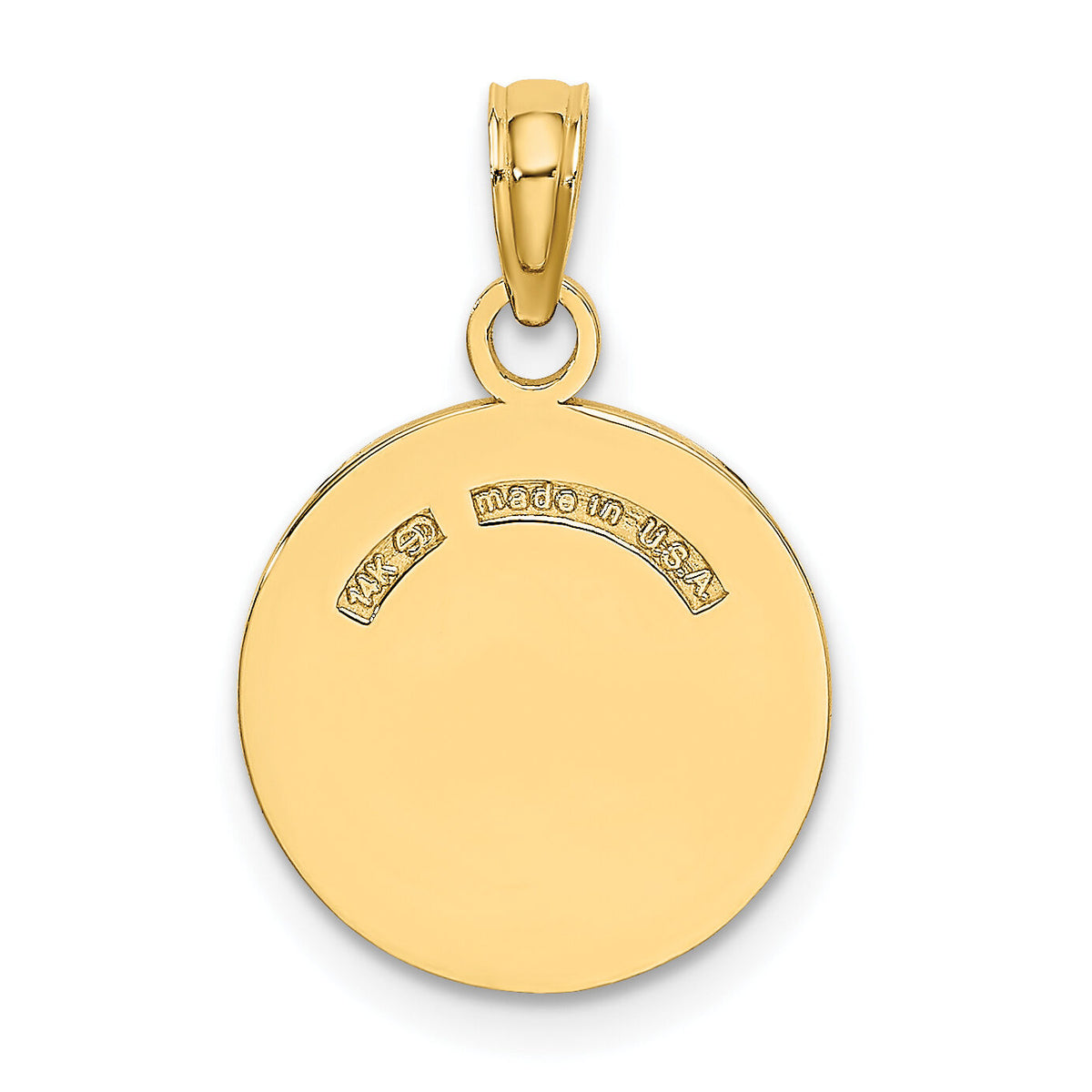 14K Polished and Textured Flat Baseball Charm-K8724