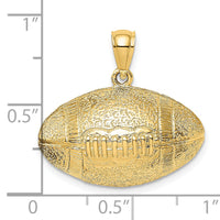 14K 3-D Football Horizontal Pendant-K8734