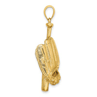 14K 3-D Baseball Glove, Bat, Ball Charm-K8736