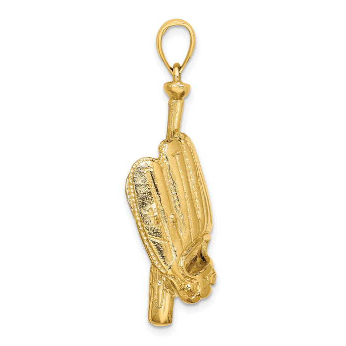 14K 3-D Baseball Glove, Bat, Ball Charm-K8736