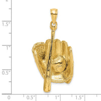 14K 3-D Baseball Glove, Bat, Ball Charm-K8736