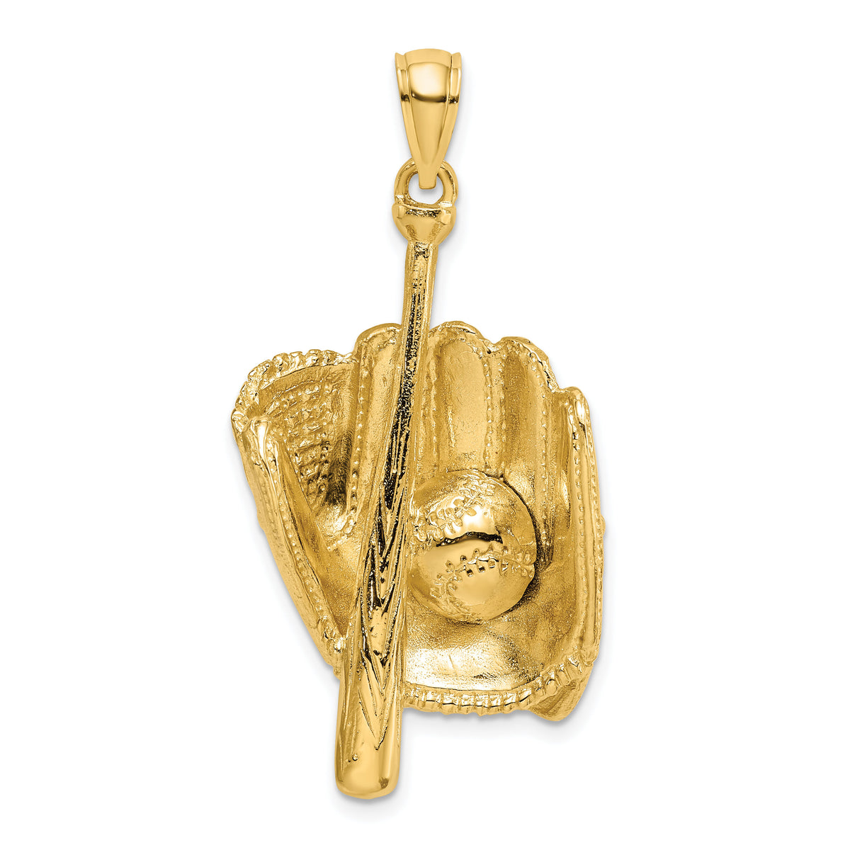 14K 3-D Baseball Glove, Bat, Ball Charm-K8736