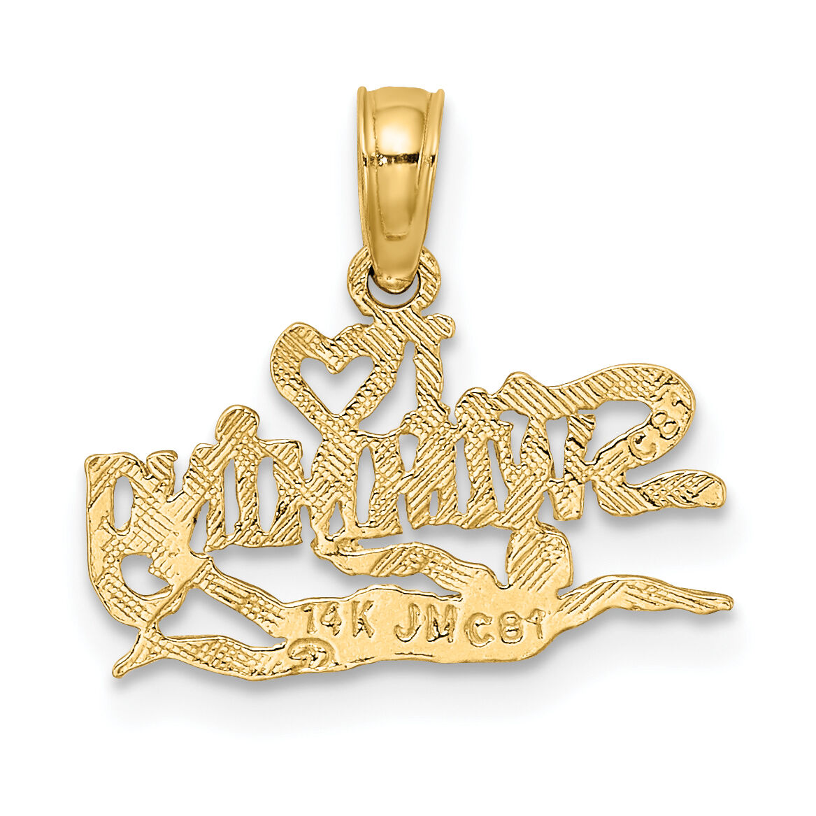 14K Polished  I HEART SWIMMING Charm-K8740