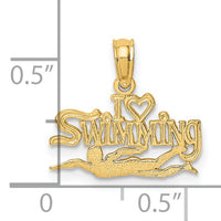 14K Polished  I HEART SWIMMING Charm-K8740