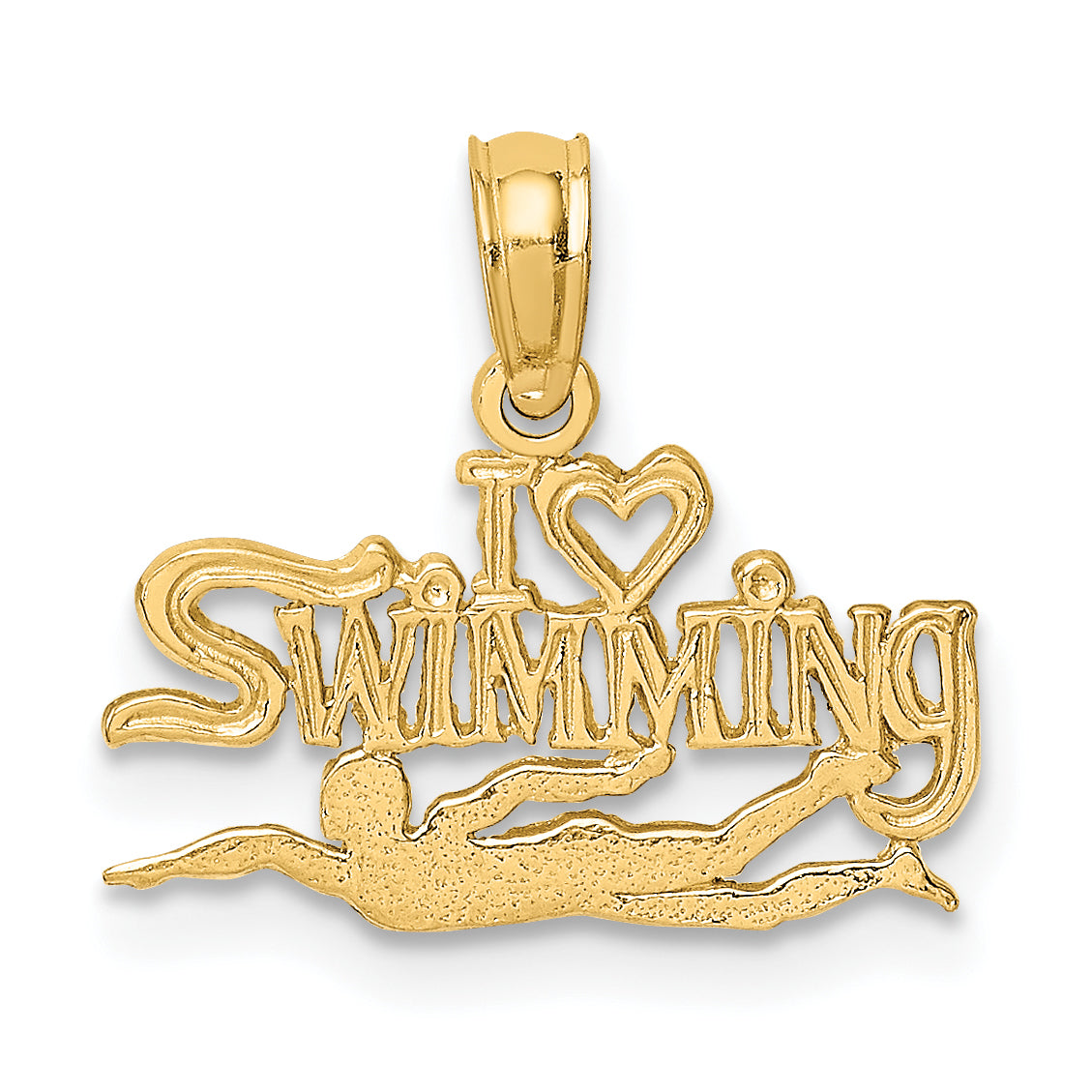 14K Polished  I HEART SWIMMING Charm-K8740