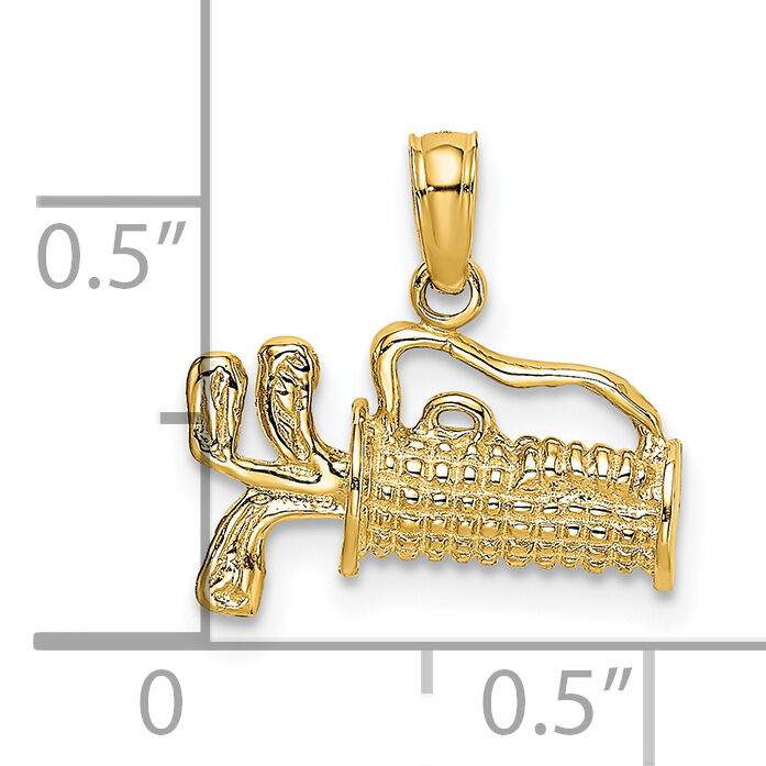 14K 2-D Textured and Engraved Golf Bag Charm-K8741