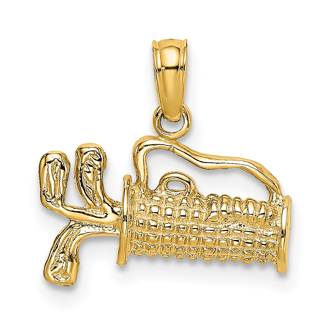 14K 2-D Textured and Engraved Golf Bag Charm-K8741