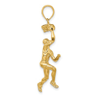 14K 3-D Basketball Player w/Ball and Partial Hoop Charm-K8743