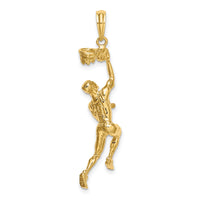 14K 3-D Basketball Player w/Ball and Partial Hoop Charm-K8743