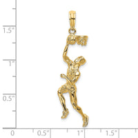 14K 3-D Basketball Player w/Ball and Partial Hoop Charm-K8743