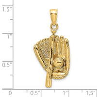 14K 3-D Baseball Glove, Bat and Ball Charm-K8744