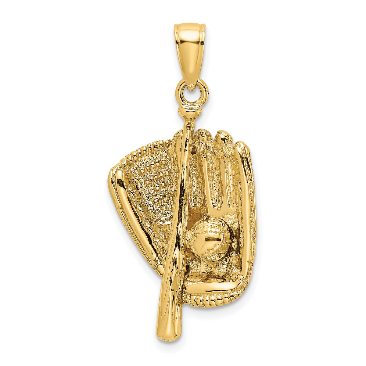 14K 3-D Baseball Glove, Bat and Ball Charm-K8744