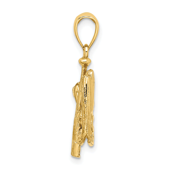 14K 3-D Polished Baseball Glove, Bat and Ball Charm-K8745