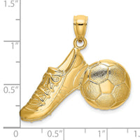 14K 2-D Polished Soccer Ball and Shoe Charm-K8746
