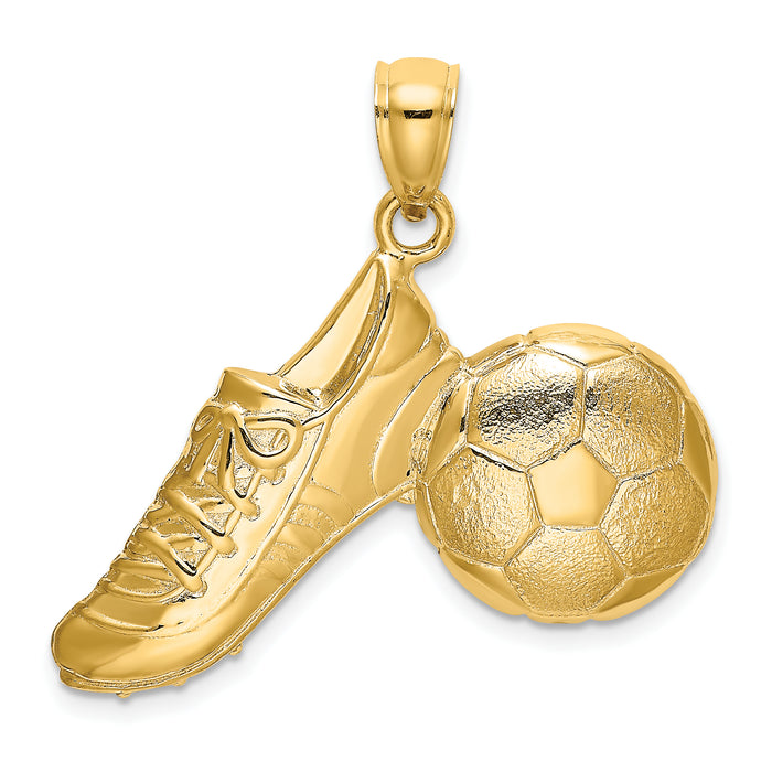 14K 2-D Polished Soccer Ball and Shoe Charm-K8746