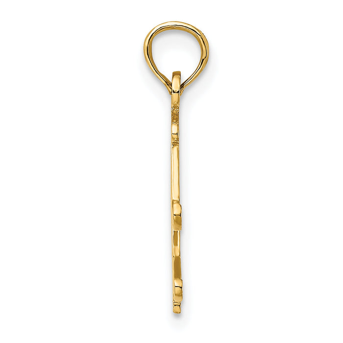 14K Polished Snow Skis, Boot & Pole Charm-K8748
