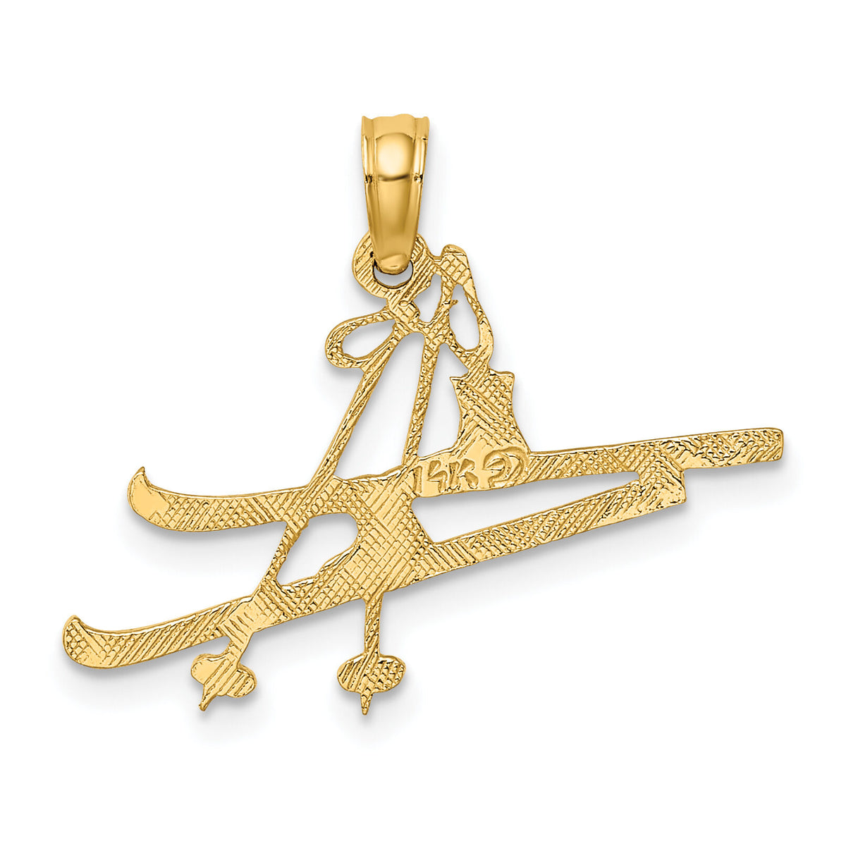 14K Polished Snow Skis, Boot & Pole Charm-K8748