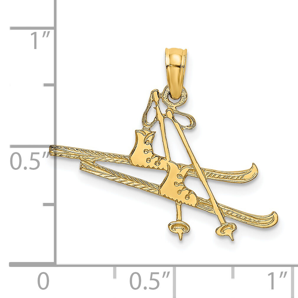14K Polished Snow Skis, Boot & Pole Charm-K8748