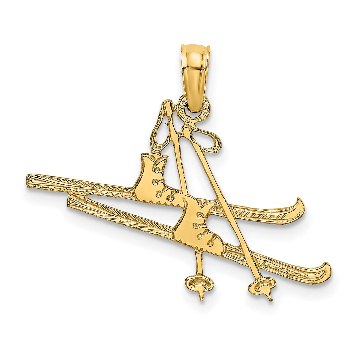 14K Polished Snow Skis, Boot & Pole Charm-K8748