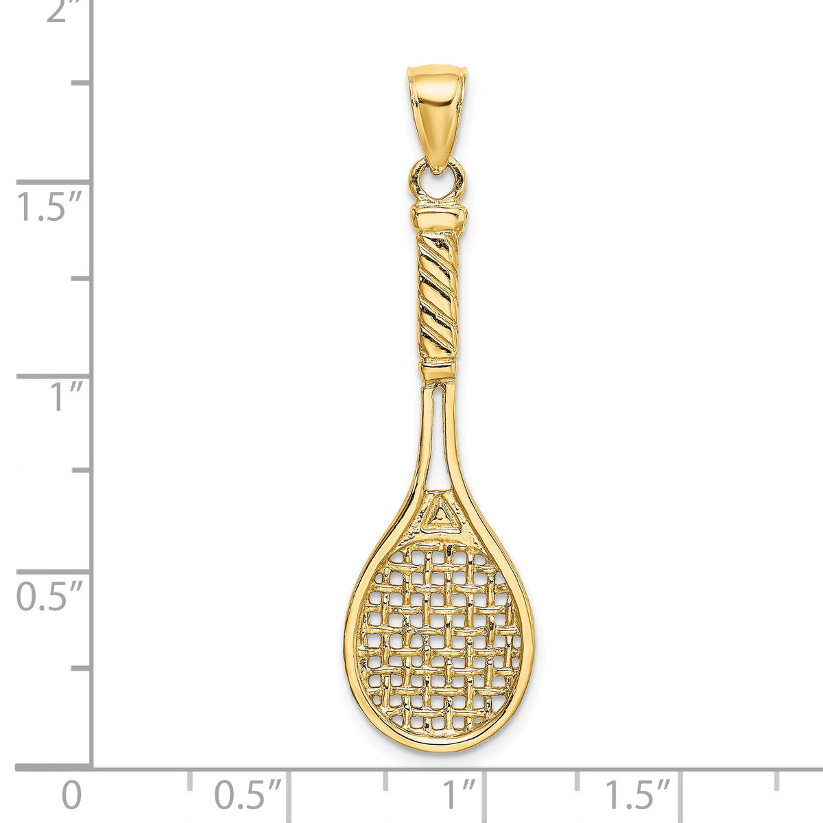 14K 3-D Polished Tennis Racquet Charm-K8749