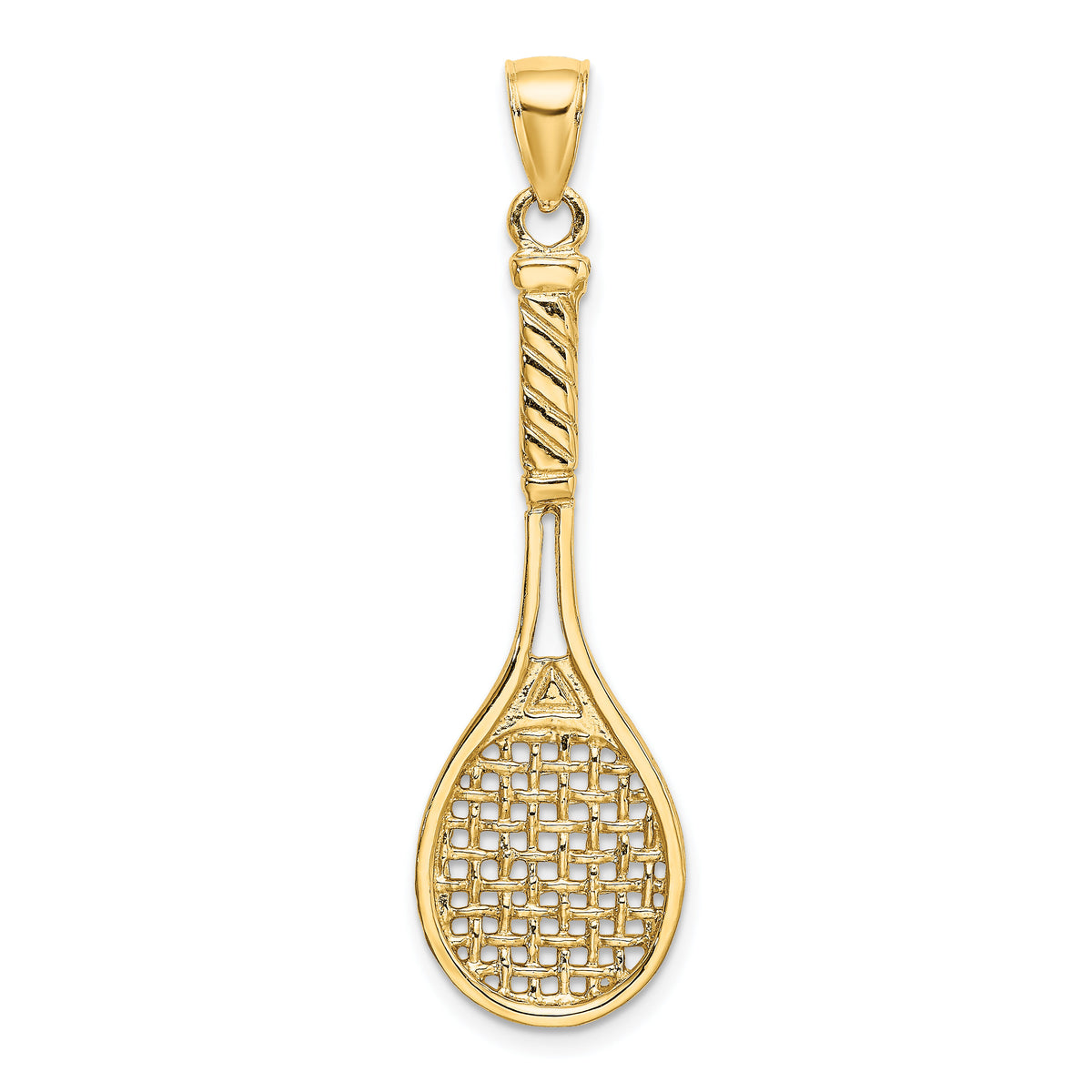 14K 3-D Polished Tennis Racquet Charm-K8749