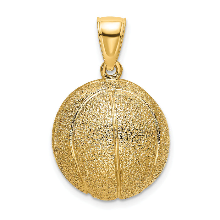 14K 3-D Textured Basketball Charm-K8750