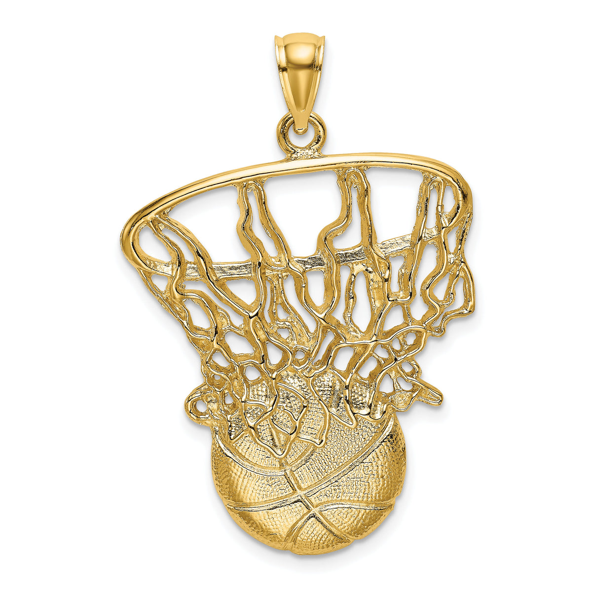 14K Swoosh Basketball and Net Charm-K8754