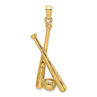 14K 2-D Baseball Bats and Ball Charm-K8756
