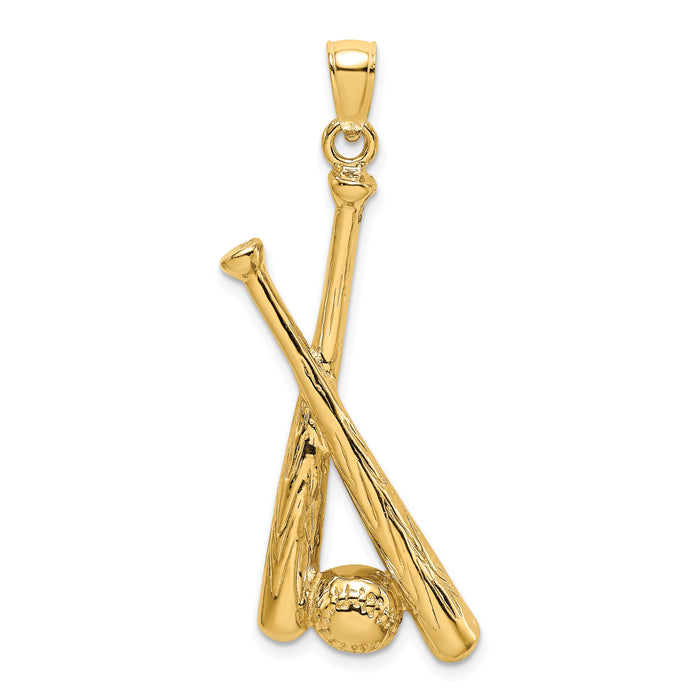 14K 2-D Baseball Bats and Ball Charm-K8756