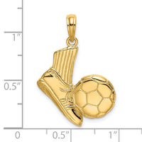 14K 2-D Soccer Shoe Kicking Ball Charm-K8758