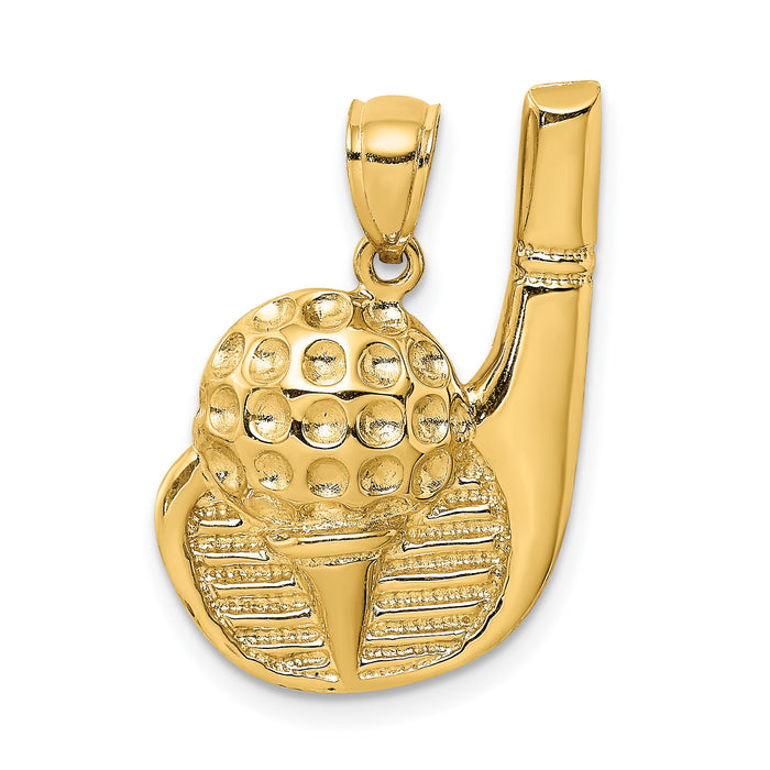 14K 2-D Golf Club and Ball On Tee Charm-K8768