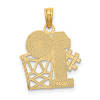 14K #1 Basketball w/ Hoop Charm-K8775