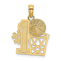 14K #1 Basketball w/ Hoop Charm-K8775