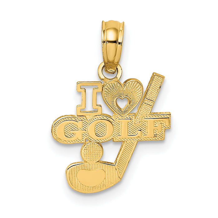 14K I HEART GOLF Club and Ball Charm-K8776