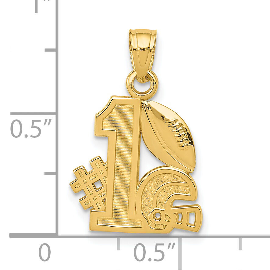 14K #1 Football w/ Helmet Charm-K8777