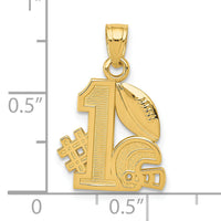14K #1 Football w/ Helmet Charm-K8777