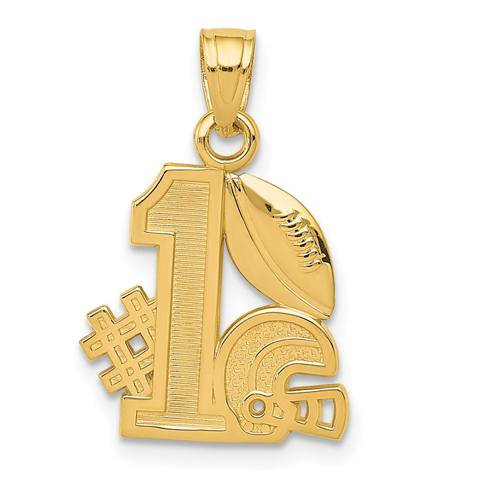 14K #1 Football w/ Helmet Charm-K8777