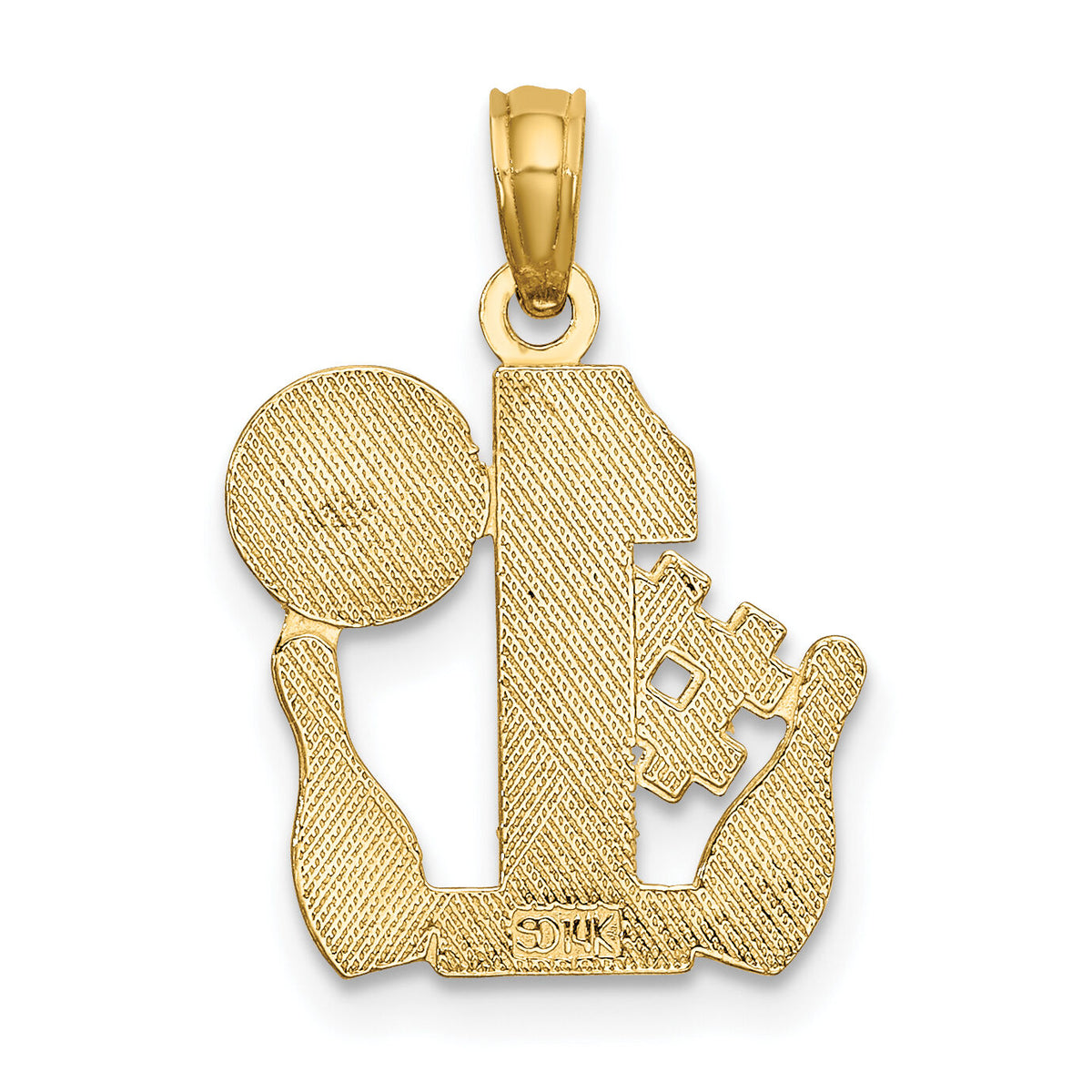 14K #1 Bowling Ball and Two Pins Charm-K8778