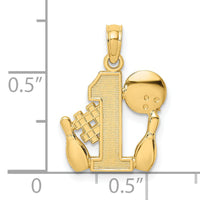 14K #1 Bowling Ball and Two Pins Charm-K8778