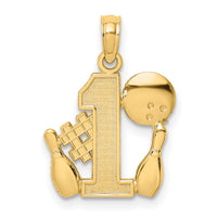 14K #1 Bowling Ball and Two Pins Charm-K8778
