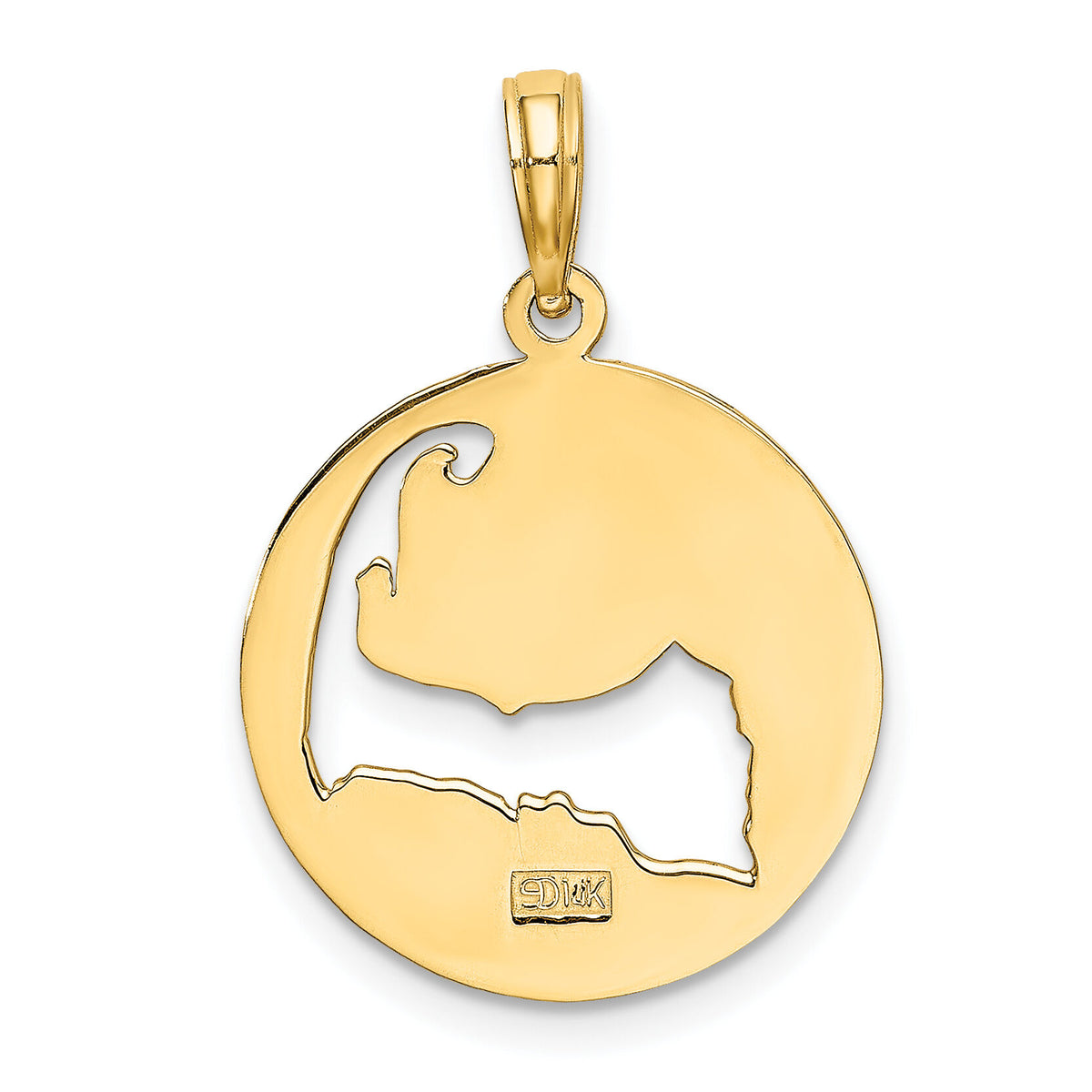 14K Polished Cut-Out CAPE COD Map Charm-K8782