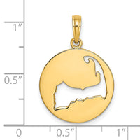 14K Polished Cut-Out CAPE COD Map Charm-K8782